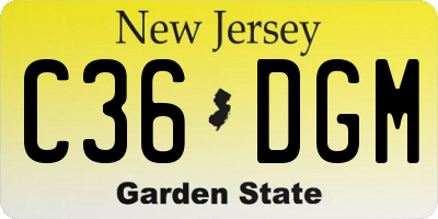 NJ license plate C36DGM
