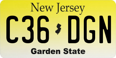 NJ license plate C36DGN