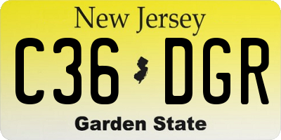 NJ license plate C36DGR
