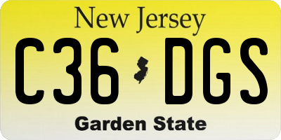 NJ license plate C36DGS