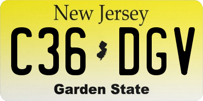 NJ license plate C36DGV