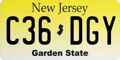 NJ license plate C36DGY