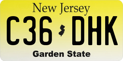 NJ license plate C36DHK