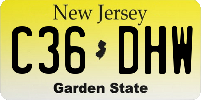 NJ license plate C36DHW