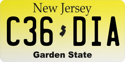 NJ license plate C36DIA