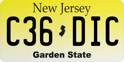 NJ license plate C36DIC