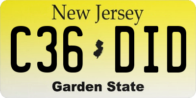 NJ license plate C36DID