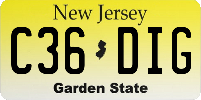 NJ license plate C36DIG