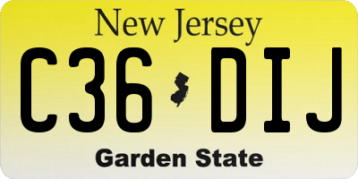 NJ license plate C36DIJ