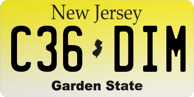 NJ license plate C36DIM