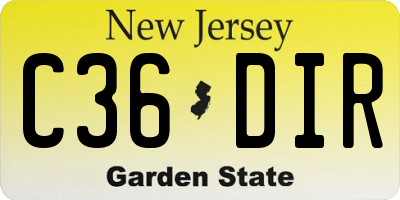 NJ license plate C36DIR