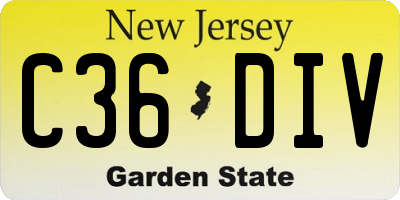 NJ license plate C36DIV