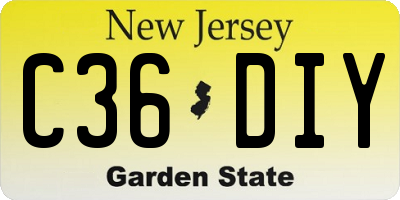 NJ license plate C36DIY