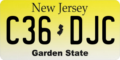 NJ license plate C36DJC
