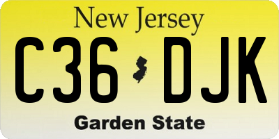 NJ license plate C36DJK