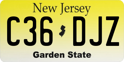 NJ license plate C36DJZ
