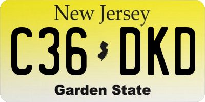 NJ license plate C36DKD