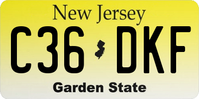 NJ license plate C36DKF