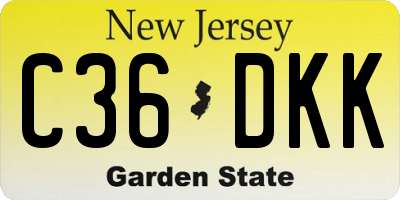 NJ license plate C36DKK
