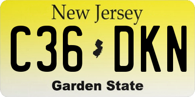 NJ license plate C36DKN