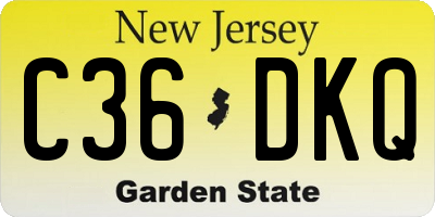 NJ license plate C36DKQ