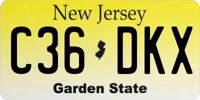 NJ license plate C36DKX