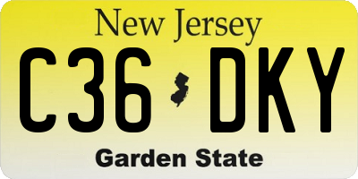 NJ license plate C36DKY