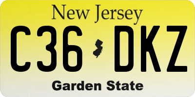 NJ license plate C36DKZ