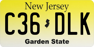 NJ license plate C36DLK