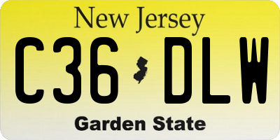 NJ license plate C36DLW