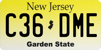 NJ license plate C36DME