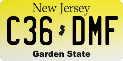 NJ license plate C36DMF