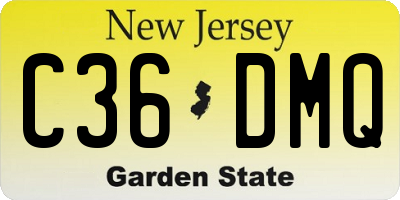 NJ license plate C36DMQ