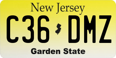 NJ license plate C36DMZ