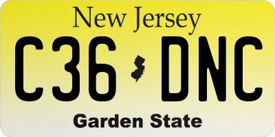 NJ license plate C36DNC