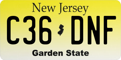 NJ license plate C36DNF