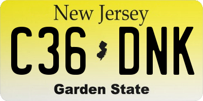 NJ license plate C36DNK