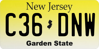 NJ license plate C36DNW