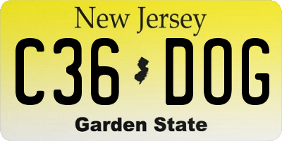 NJ license plate C36DOG