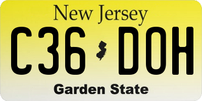 NJ license plate C36DOH