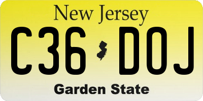 NJ license plate C36DOJ