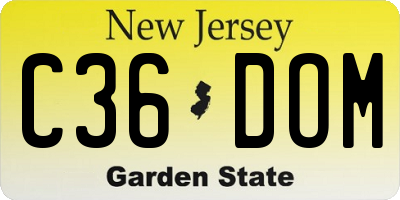NJ license plate C36DOM