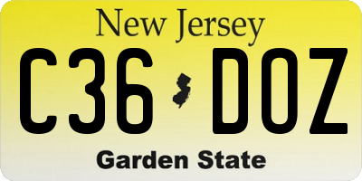 NJ license plate C36DOZ