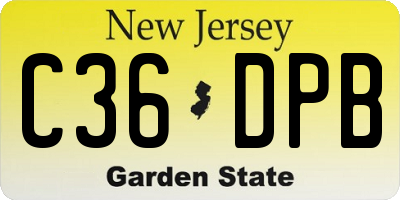 NJ license plate C36DPB