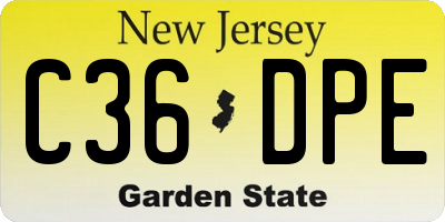 NJ license plate C36DPE