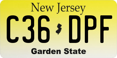 NJ license plate C36DPF
