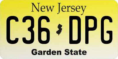 NJ license plate C36DPG