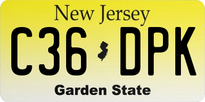 NJ license plate C36DPK