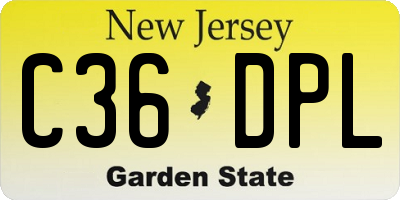 NJ license plate C36DPL