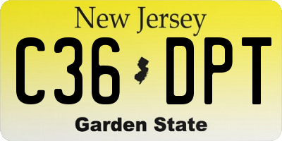 NJ license plate C36DPT